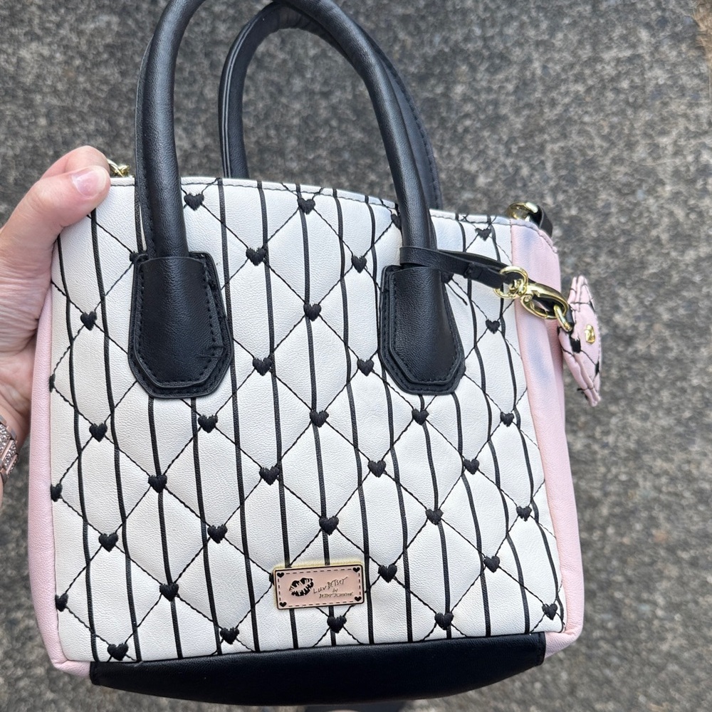 Betsey Johnson Black and White Quilted Satchel